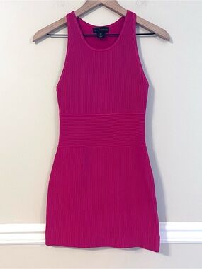 House of Harlow 1960 Women’s Hot Pink Knit Tank Mini Dress Size S Ribbed Bodycon